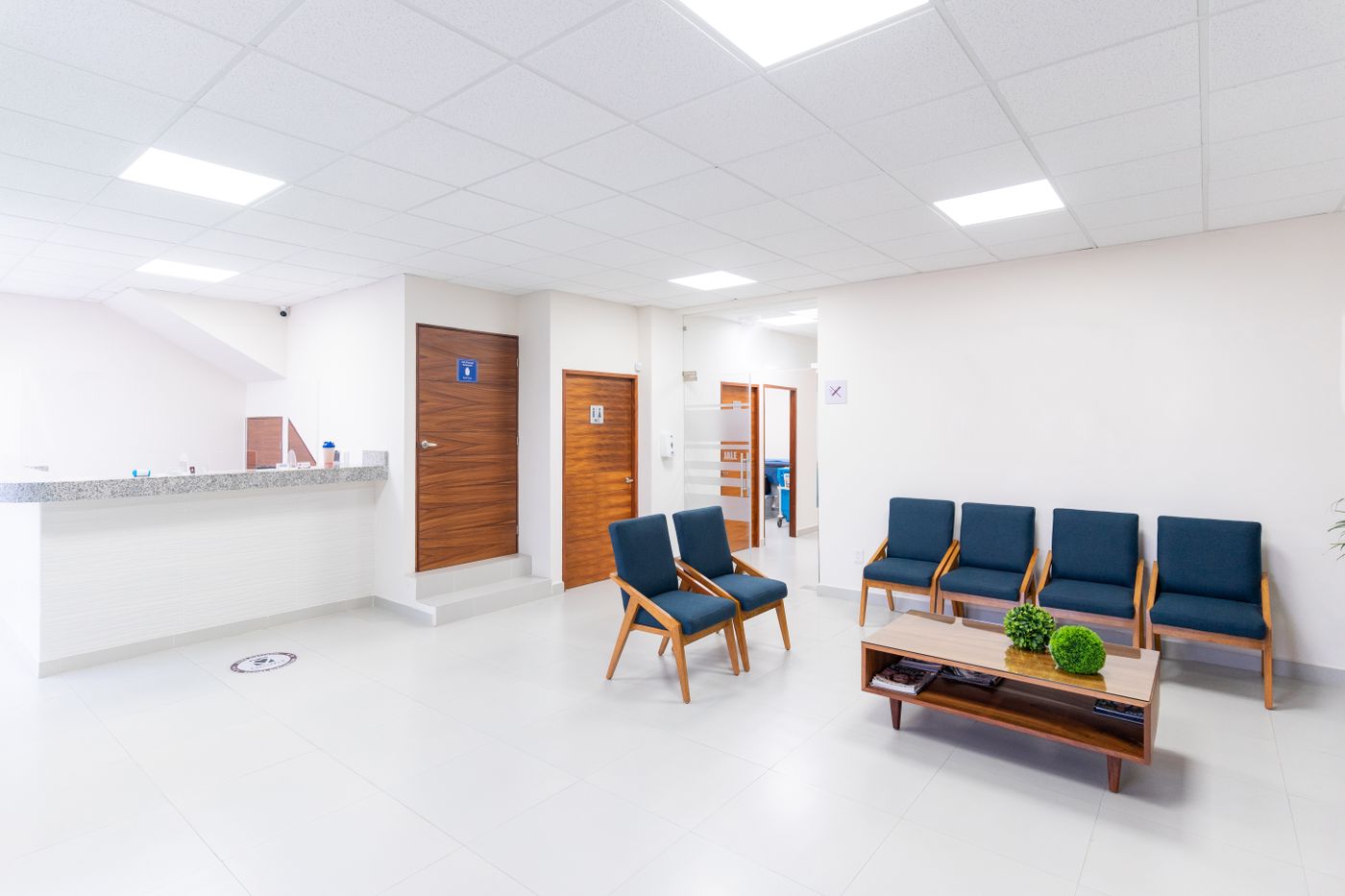 Bright, modern health center waiting area